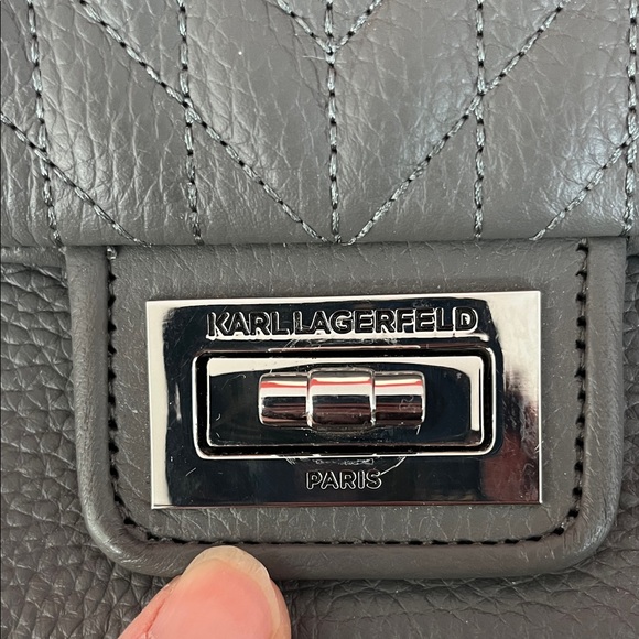 Like new Karl Lagerfeld Gray Quilted Bag with Chain - Picture 2 of 16